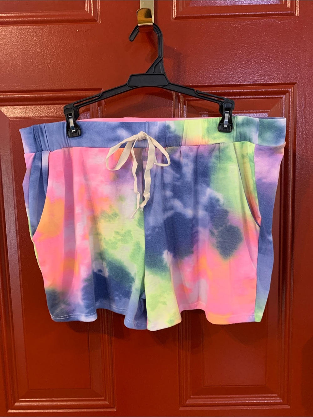 BiBi Tie-Dye Lounge Shorts in Pink, Blue, Green